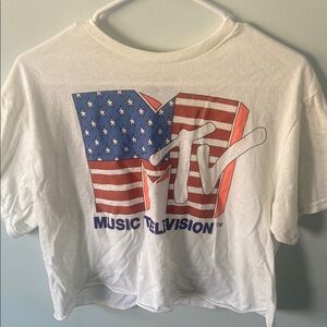 MTV White and Red Short Sleeve Tee